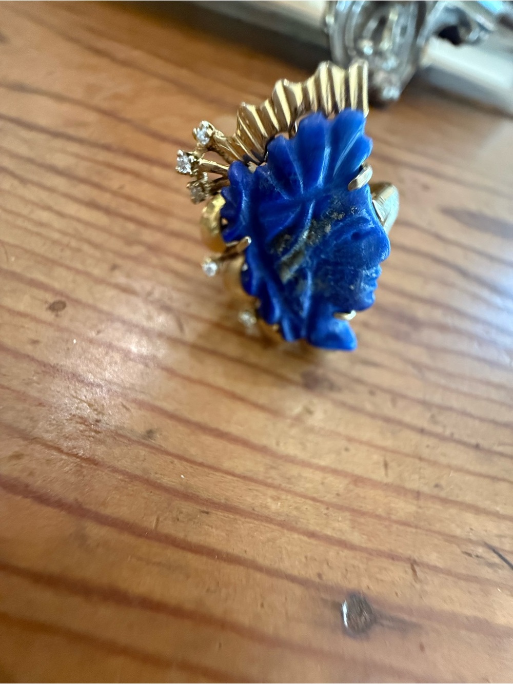 Vintage “Lady Liberty” Lapis Lazuli + Diamond 14k Ring 🇺🇸 - Picture 12 of 12